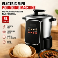 Máquina Eléctrica para Preparar Fufu de 900W y Gran Capacidad (6L), Procesador de Alimentos Comercial de Alta Resistencia para Triturar, Mezclar y Cocinar Ñame
