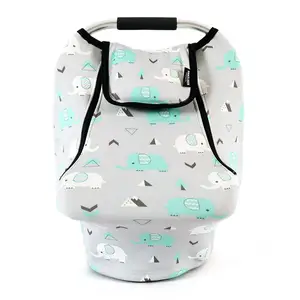 2023 INS new trend multi-use stretchy canopy baby nursing car seat cover with zippers & windows for infants