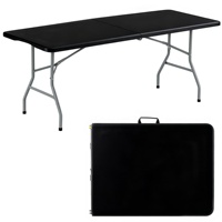 Vente en gros, table rectangulaire pliable de jardin d'extérieur en HDPE, 330 lb, 72 pouces, noire