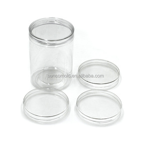 High Transparent Plastic PET Jar Containers Lid For Wide Mouth Food Cans With Easy Open End