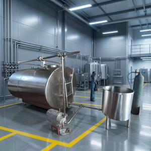 Réservoir de refroidissement du lait en acier inoxydable |   Réservoir de Stockage de Lait Frais avec Tuyauterie Sanitaire pour Exploitation Agricole et Transformation du Lait - Product Image 1