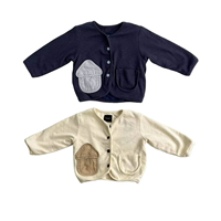 Cardigan doublé à poches contrastantes pour tout-petits, veste décontractée douce pour bébés garçons et filles, printemps automne, maternelle, photographie