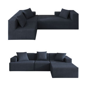 Sofá Seccional Esquinero Convertible en Forma de L de 3 Plazas, de Primera Clase Europea, con Tapicería de Tela y Espuma sin Hueso, para Hoteles y Salas de Estar - Product Image 4