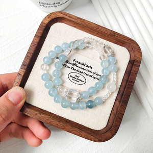 Hecho a mano de moda glaciar aguamarina cuarzo transparente Chakra en forma de bola para pulsera de doble hebra pulseras de cuentas de moda diaria - Product Image 5