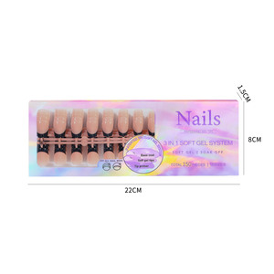 150 Uds./Caja, Nuevas Uñas Postizas Desmontables, Estilo Francés, Color Negro Nude, Cobertura Total, Gel Suave, Presionar para Aplicar, ABS - Product Image 1
