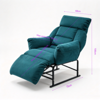 Fauteuil inclinable de luxe en velours côtelé, canapé de salon rembourré vert sarcelle avec repose-pieds et poche, structure en métal noir pour balcon, appartement, hôtel