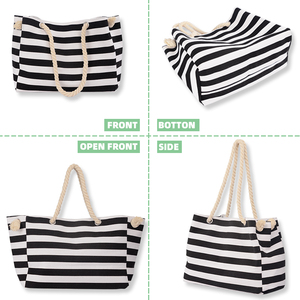 Tùy Chỉnh Công Suất Lớn Mở Rộng Canvas Bãi Biển Tote <span class=keywords><strong>Bag</strong></span> Với Dây Kéo Cho Phòng Tập Thể Dục Bãi Biển Du Lịch - Product Image 3