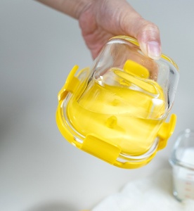 Baby Glass Food Container Mini with <strong>Scale</strong> Heat Resistant Watertight Kitchen &amp; Travel Storage Flip Top Lid Square Design - Product Image 5