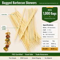 Brochettes de barbecue industrielles JIAHUI 40 cm en bambou épais pour grillades en extérieur, qualité restaurant, robustes, certifiées FSC FDA LFGB, logo personnalisé, vente en gros