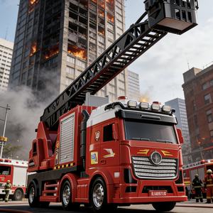 <span class=keywords><strong>Camion</strong></span> de pompiers télescopique simulé pour enfants |   Lumières et sons de pulvérisation d'eau ABS, articulations mobiles à inertie |   Cadeaux pour garçons - Product Image 3