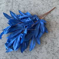 L-243 Vente en gros de bouquets de feuilles de pivoine artificielles de 60 cm, tiges en soie bleues et vertes pour arrangements floraux de mariage et de Noël