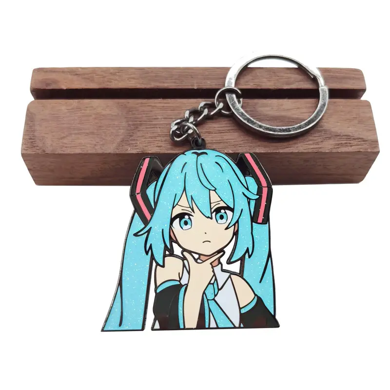 Hot Sale Popular Custom Cute Music Girl Metal Key Ring Stocked Anime Virtual Idol Keychain