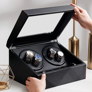 Estuche para reloj de cuero negro al por mayor, superventas, en stock, con batería, enrollador de relojes, motor y mecanismo de cuerda automática. - Product Image 2