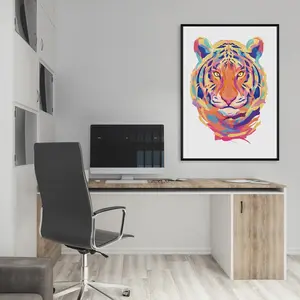 Bilderrahmen für Drucke Tiger malerei mit Rahmen abstrakten Tiger kunstdruck bunte Tiger malerei