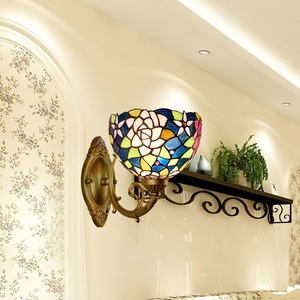 Lámpara de Pared de Vidrio Estilo Retro Europeo Ouhaodi, de Hierro, para Sala de Estar, Comedor, Dormitorio, Bar, Club, Pasillo, Balcón, con Detalles en Rosa - Product Image 5