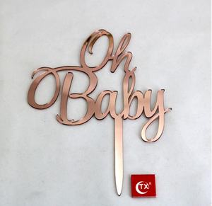 Nouvelle Arrivée Rose Or Acrylique Joyeux Anniversaire <span class=keywords><strong>Oh</strong></span> Bébé Gâteau Topper Pour Bébé Douche Décoration De Gâteau De Fête D'anniversaire - Product Image 6