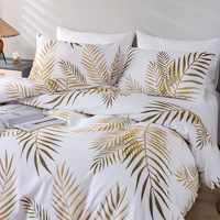 Twin King fibre chimique perle pâte imprimé feuille housse de couette 3 pièces taie d'oreiller housse de couette literie drap de lit