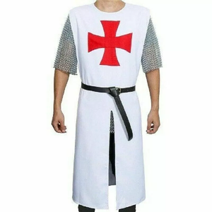 Tunique rouge médiévale sans manches de templier, sur-manteau de croisé, costume de chevalier de la Renaissance pour reconstitution historique et cosplay, fait main - Product Image 1