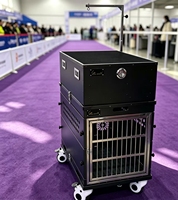 Einzelner Faltbarer Hunde-Transportkäfig Nr. 1 mit Pflegewerkzeugbox & Rädern