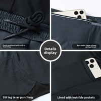 Shorts de course personnalisés en charbon de bois, doublure 2-en-1, certifiés GOTS GRS, extensibles, recyclés, respirants, séchage rapide, pour le surf