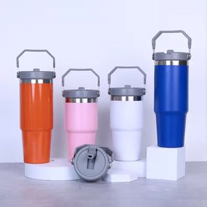 Vaso de acero inoxidable de 20oz y 30oz con pajita, botella de agua para el hogar aislada al vacío, oficina o coche, taza reutilizable con pajita - Product Image 2