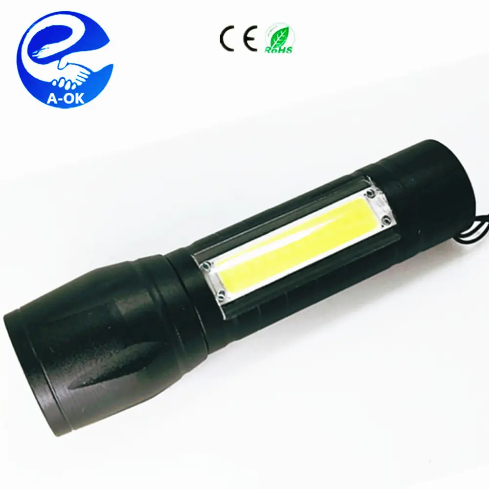 adjustable zoomable focus 3W COB LED torch light tactical flashlight mini led flashlight
