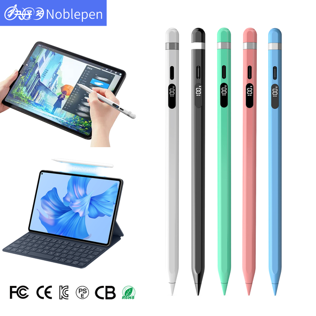 For Apple Pencil 2 & 1 Stylus with LED Pairing Indicator Tilt Pen & Palm Rejection for iPad Air Pro 11 12.9-Plastic Material