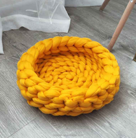 Lit profond pour chat, fait à la main, rond, Crochet, nid épais, laine tressée, lit pour chat