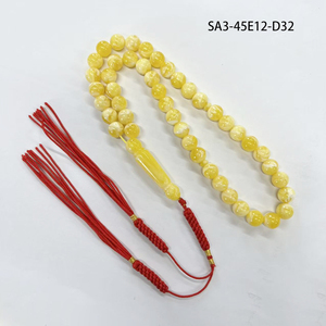 Rosario Musulmán Estilo Árabe Tasbih, 45 Piezas, 10mm, Resina Amarilla, Tasbih para Adoración Musulmana, una Fusión de Fe y Arte Islámico - Product Image 4