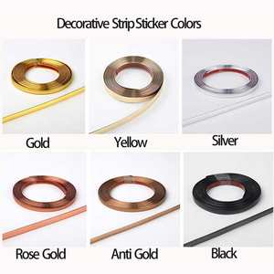 Moulures murales décoratives, bande décorative en acier inoxydable, flexible, autocollante, à coller, pour cheminée, plafond, miroir - Product Image 6