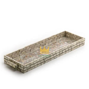 Hot Selling Eco-Friendly Handmade Rectangular <b>Serving</b> <b>Tray</b> with Mother of Pearl Inlay for Food Dessert Ramadan Use From Vietnam - Product Image 1