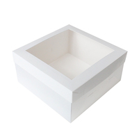 Boîte d'emballage de gâteau personnalisée matériaux de boulangerie bon prix boîtes à gâteau en papier vente en gros couvercle blanc et boîte de base avec fenêtre transparente