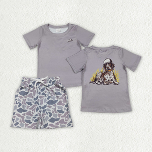 Conjunto de Ropa Casual de 2 Piezas para Niños, Camiseta y Pantalones Cortos con Estampado de Camuflaje RTS Hunting Mama's Boy, Primavera Otoño, 95% Algodón - Product Image 2