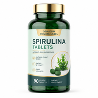 Comprimés de spiruline de qualité alimentaire à marque privée OEM, vitamines, supplément alimentaire à base de plantes, approvisionnement en vrac