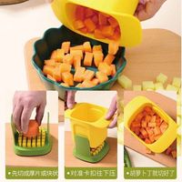 Multifunctionele Plastic Groentechopper Huishoudelijke Handdruk Frietjes Snijder Uiensnijder Komkommer Aardappelsnijder Handleiding