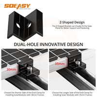 SOEASY Vente en gros de pinces de fixation intermédiaires et d'extrémité en aluminium 30mm 35mm pour panneaux solaires, pour système de montage sur rail de modules photovoltaïques, Usine OEM
