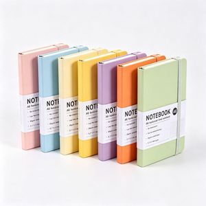 2026 PU Leather A6 <b>Notebook</b> Custom Logo Printing 100 Ivory White <b>Grid</b> Pages Wire-O Binding Macaron Color School Diary Gift - Product Image 2