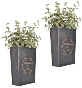 Lot de 2 jardinières murales carrées en métal rustique, durables et écologiques, avec revêtement poudré, pour décoration de jardin et de maison - Product Image 1