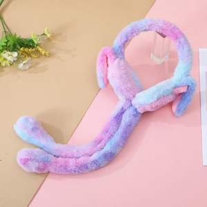 หมวกตุ๊กตาสัตว์ขนนุ่มไล่เฉดสี หูกระต่ายขยับได้ ที่ปิดหูแบบมัดย้อม อุ่นสบาย ใช้ได้ทั้งเด็กและผู้ใหญ่ ช่วยให้ความอบอุ่นและป้องกันความหนาว - Product Image 6