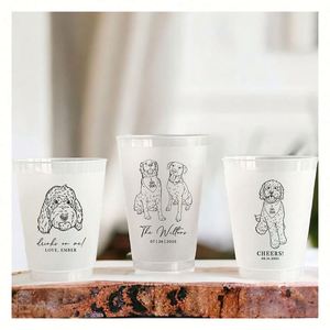 Vasos de Plástico Esmerilados Personalizados para Mascotas, Ecológicos, Reutilizables, Decoración para Fiestas de Boda, Vasos Personalizados para Perros para Bodas - Product Image 1