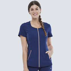 Conjunto de uniformes médicos de enfermera de manga corta azul con cremallera dorada completa nuevo estilo de alta calidad al por mayor uniformes de <span class=keywords><strong>esteticista</strong></span> con cremallera - Product Image 2
