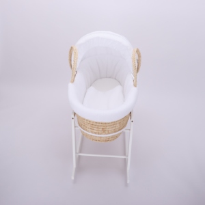 Cesta de dormir hecha a mano de hojas de maíz natural transpirable, moisés para bebé con base oscilante - Product Image 3