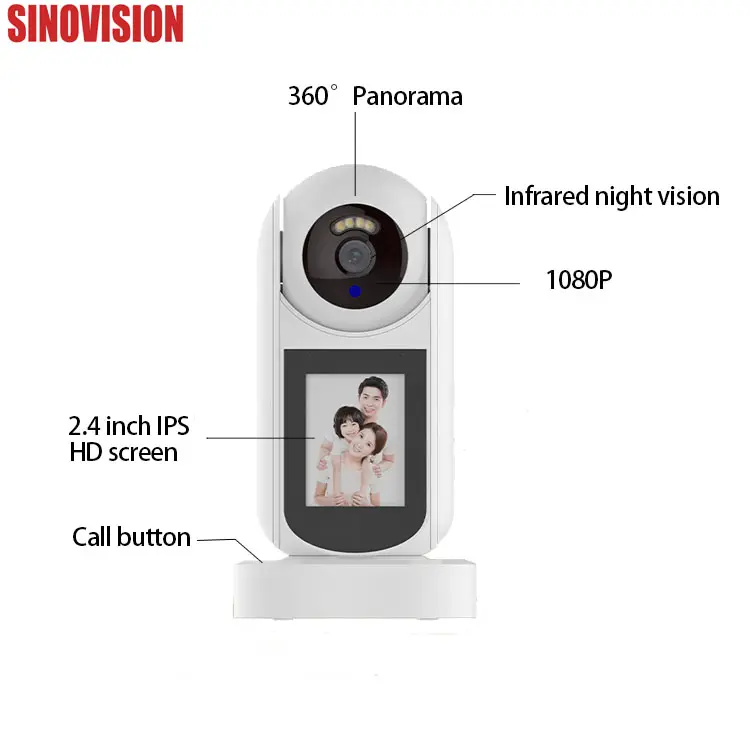 スクリーンディスプレイ付きベビーモニターPTZナイトビジョンホームセキュリティカメラモーション検出双方向ビデオ通話カメラ