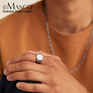 EMANCO Anello Classico Geometrico in Acciaio Inossidabile per Uomo e Donna, Gioiello per Matrimonio e Fidanzamento - Product Image 1