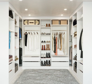 PRIMA Custom ized U-förmige begehbare Kleider schrank Organisatoren Ankleide zimmer Kleider schrank System Modulare Schlafzimmer Kleider schrank - Product Image 1