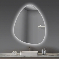 Miroir LED intelligent mural moderne et personnalisé, anti-buée, pour salle de bain, avec variateur d'intensité et 3 couleurs CCT, interrupteur tactile en verre