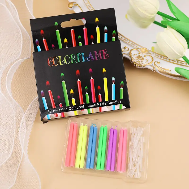 Huming – bougies de décoration de gâteau d'anniversaire de bonne qualité, bougies de couleur flamme, pilier magique, petites bougies d'anniversaire