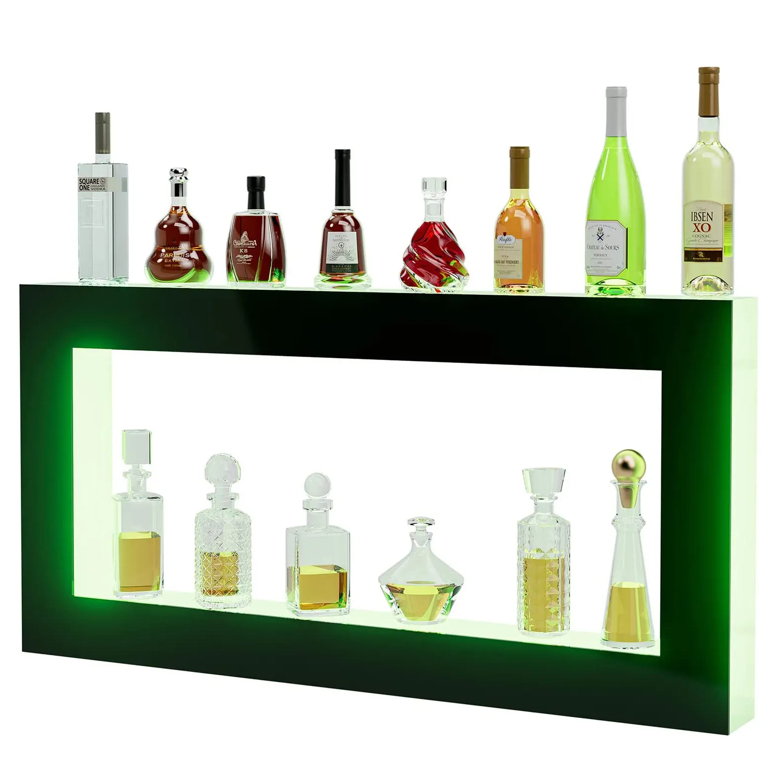 Wall-Mounted LED Liquor Bottle Display Shelf 48 in Floating Countertop Lighted Bar Shelf with APP Remote Controller