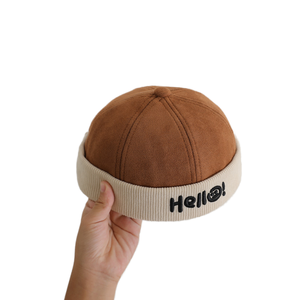 Gorro de pana Retro de alta calidad para <span class=keywords><strong>hombre</strong></span>, gorro de marinero de trabajador sin borde, puño enrollado, estampado de letras, <span class=keywords><strong>gorra</strong></span> deportiva ajustada - Product Image 4