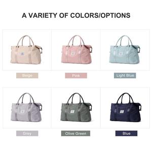 Sac de voyage pliable décontracté en nylon grande capacité avec logo personnalisé, sac de week-end portable unisexe à bandoulière pour la nuit - Product Image 6